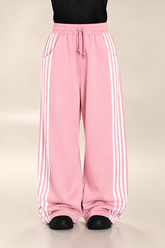 ARMAISE Oversized 6-Stripes Pink Pants