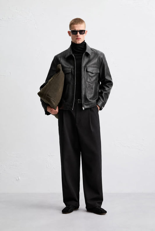 Premium Classic Black Leather Jacket ( pre order )
