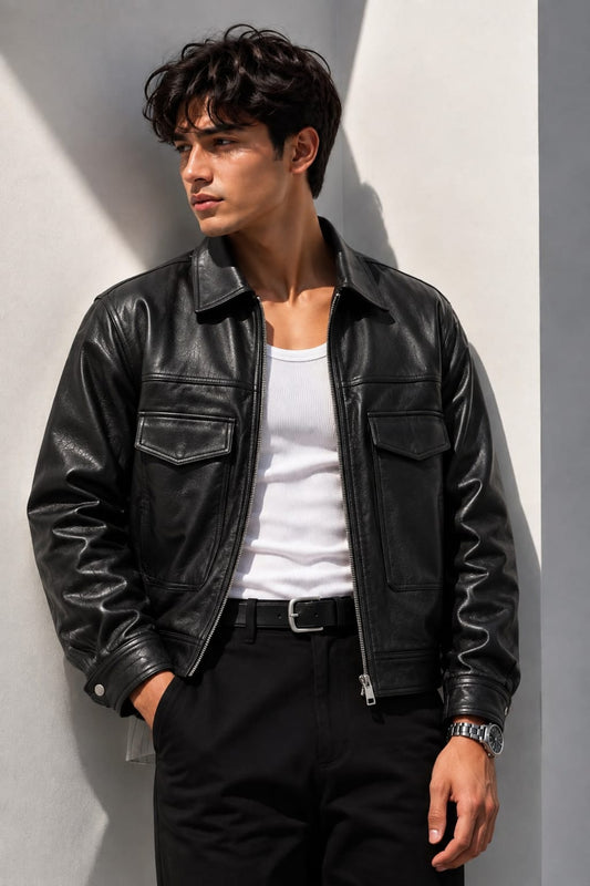 Premium Classic Black Leather Jacket ( pre order )